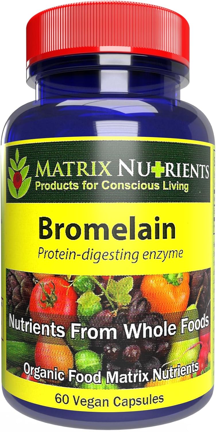 Organic Matrix Nutrients BROMELAIN Capsules - 100% Vegan Protein-Digesting Enzyme for Improved Digestion (60ct)