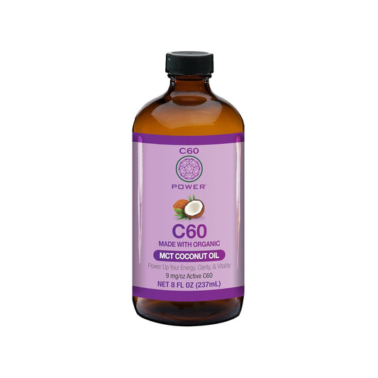 Organic MCT Coconut Oil with C60 - 8 oz for Optimal Mitochondrial Function and Reduced Oxidative Stress