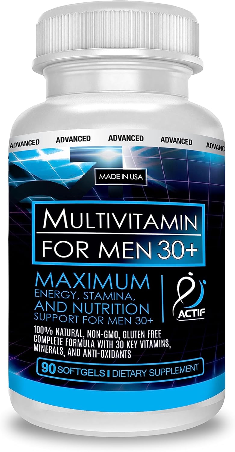 Organic Men's Multivitamin Age 30+ with 30 Vitamins & Herbs, Non-GMO, Made in USA - 90 Count