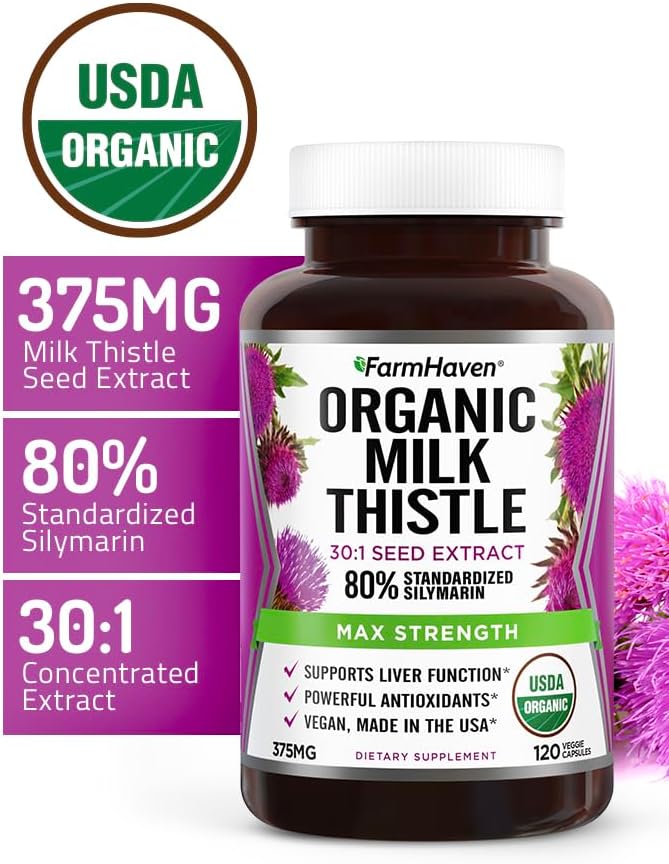 Organic Milk Thistle and Glucosamine Chondroitin Supplement by FarmHaven - USDA Certified