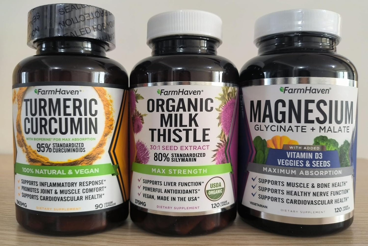 Organic Milk Thistle Capsules with Turmeric Curcumin, BioPerine Black Pepper, Magnesium Glycinate & Malate - FarmHaven