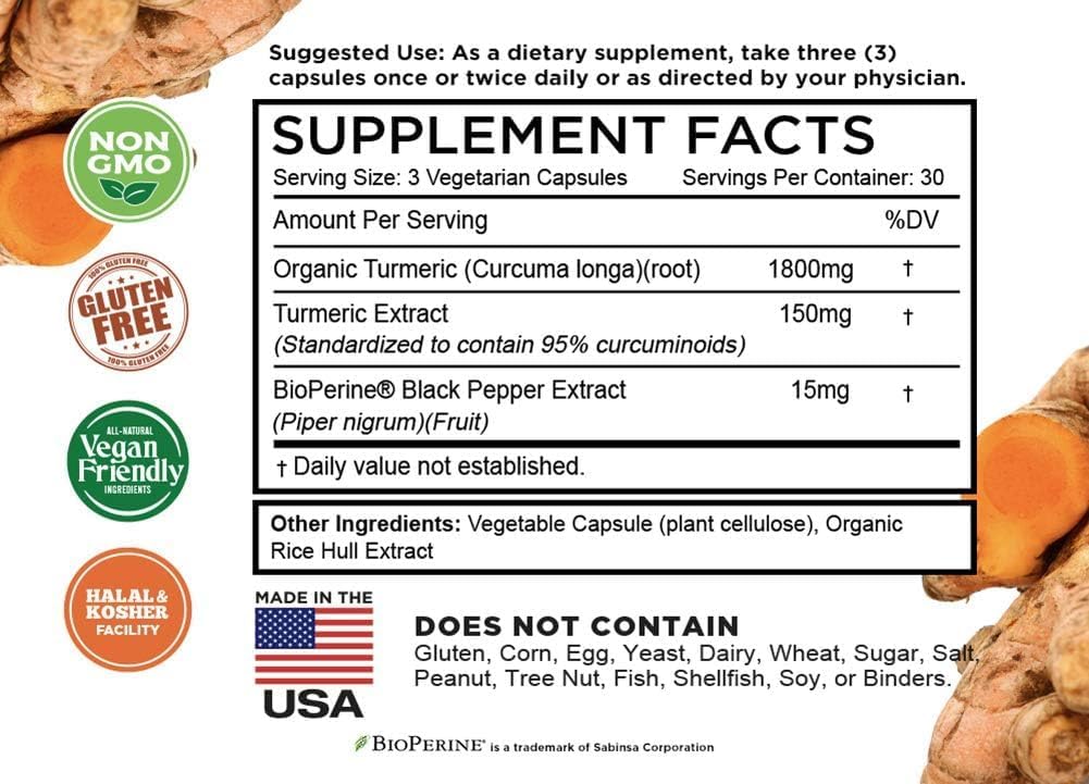 Organic Milk Thistle Capsules with Turmeric Curcumin, BioPerine Black Pepper, Magnesium Glycinate & Malate - FarmHaven
