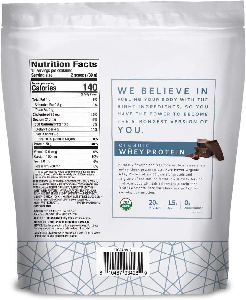 Organic Miracle Whey Chocolate Protein Powder by Dr. Mercola - 13.5 oz - USDA Certified Organic - Non-GMO, Soy-Free, Gluten-Free