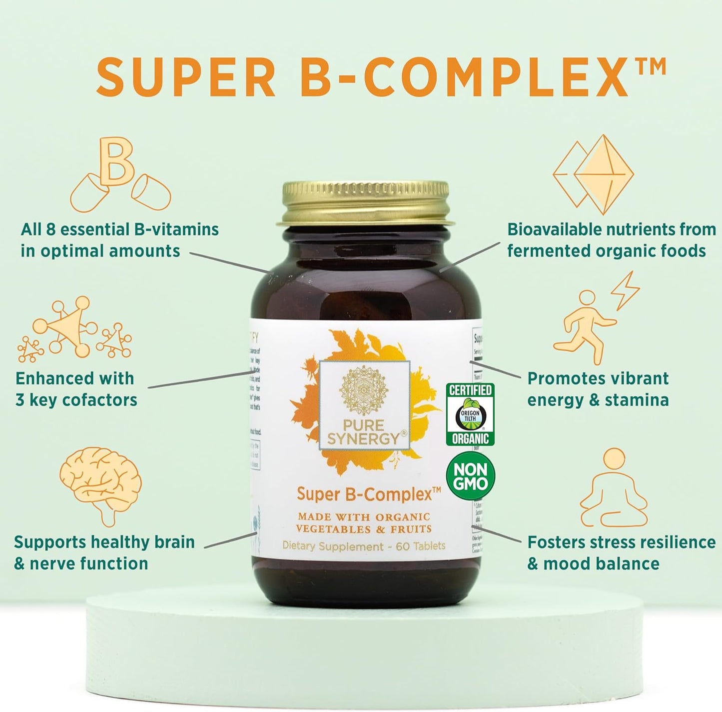 Organic Mood and Adrenal Support Bundle with Saffron Extract, Vitamin C, and B Complex | Non-GMO Vegan Supplements