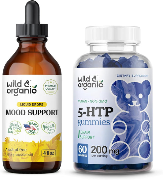 Organic Mood Support Bundle: Wild Tincture & 5-HTP Gummies 4 fl oz
