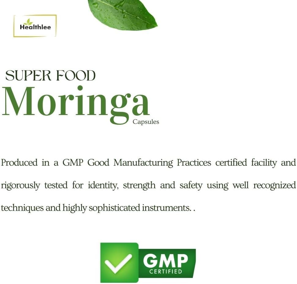 Organic Moringa Capsules 1000 mg | Pure Moringa Oleifera Leaf Powder Supplement | Single Origin, 100% Pure Moringa Powder
