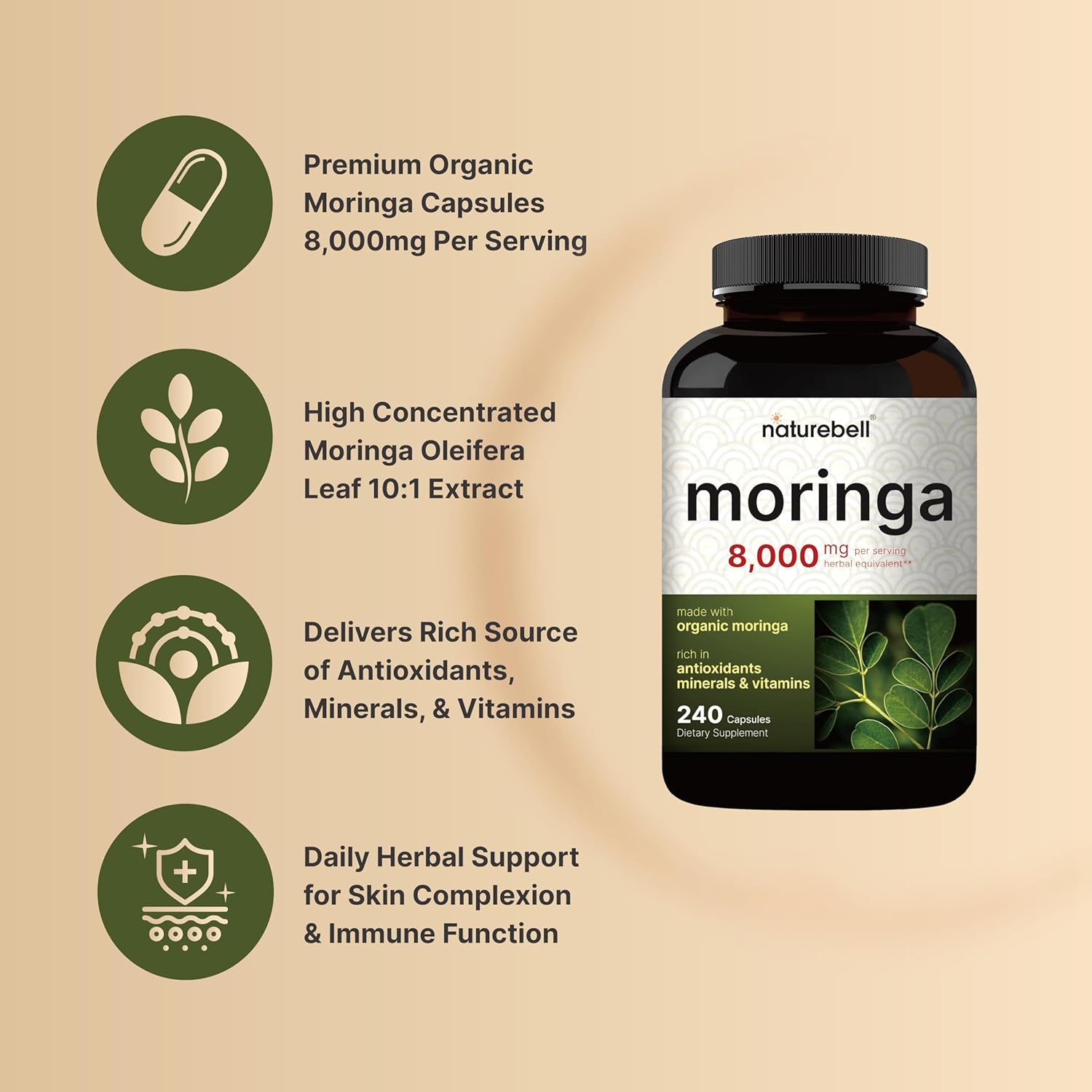 Organic Moringa & Glutathione Bundle Pack - 8000mg Moringa, 2000mg Glutathione Per Serving - Antioxidant Support - BoostGo Australia