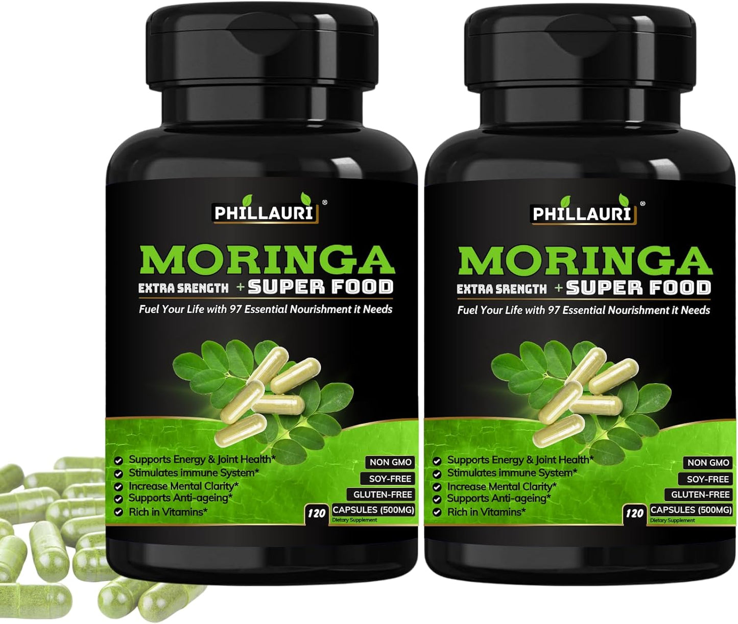 Organic Moringa Leaf Capsules | Pure Himalayan Supplement | 240 Count (2 Pack)