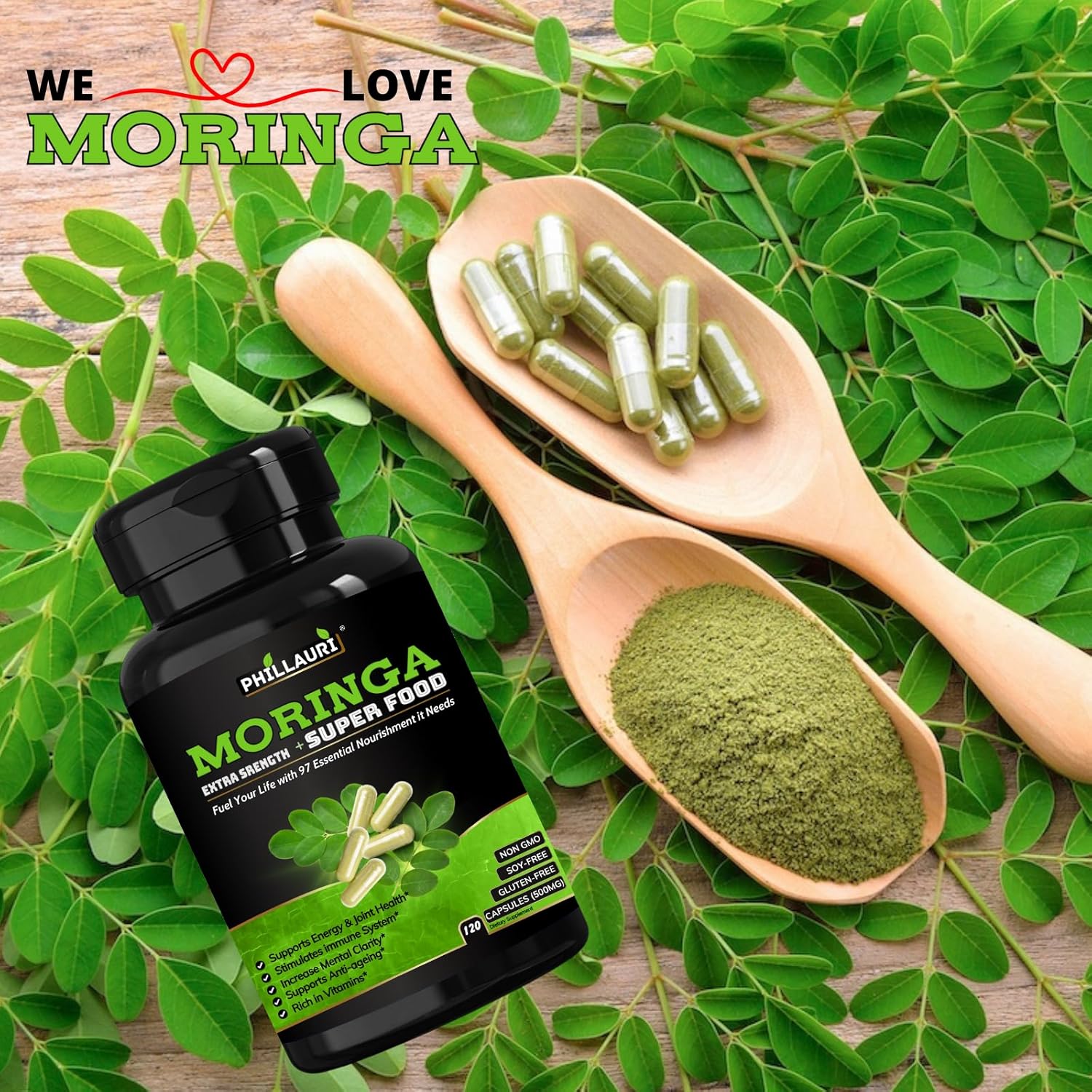 Organic Moringa Leaf Capsules | Pure Himalayan Supplement | 240 Count (2 Pack)
