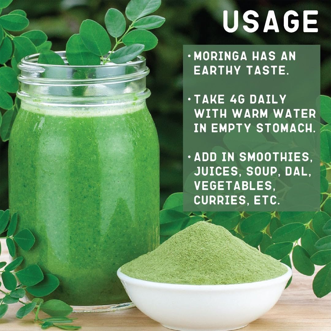 Organic Moringa Leaf Powder 8.81 Oz from India Farms | Rich in Antioxidants & Immune-Boosting Nutrients | Natural Hair & Skin Care Solution