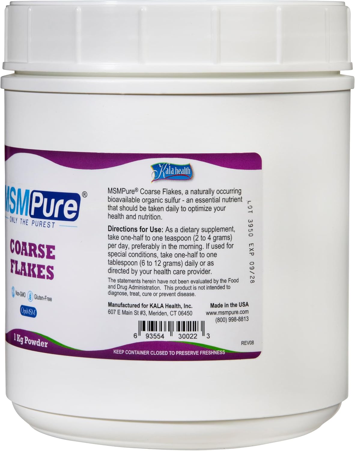 Organic MSM Powder Flakes for Joint Health, Skin, Hair & Nails - 2.2 lb, USA Made