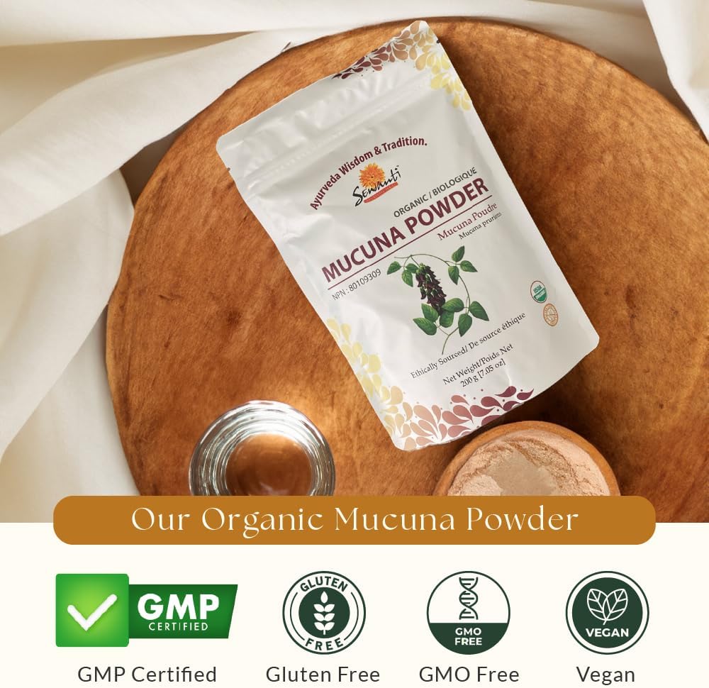 Organic Mucuna Pruriens Powder Supplement - 200g - Vegan & Gluten Free - Sewanti Herbal Powder