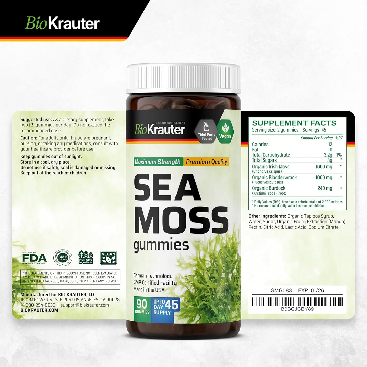 Organic Mullein and Sea Moss Gummy Supplements Bundle - 60 Mullein Gummies + 90 Sea Moss Gummies