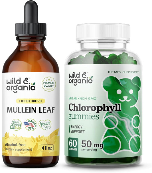 Organic Mullein Drops and Chlorophyll Gummies Bundle - 4 oz and 60 Chews - BoostGo Australia