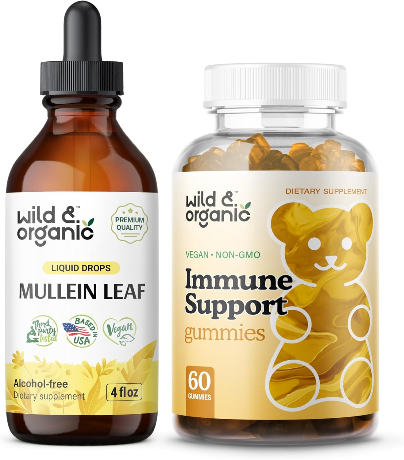 Organic Mullein Drops and Immune Support Gummies Combo - 4 oz for Natural Wellness - BoostGo Australia