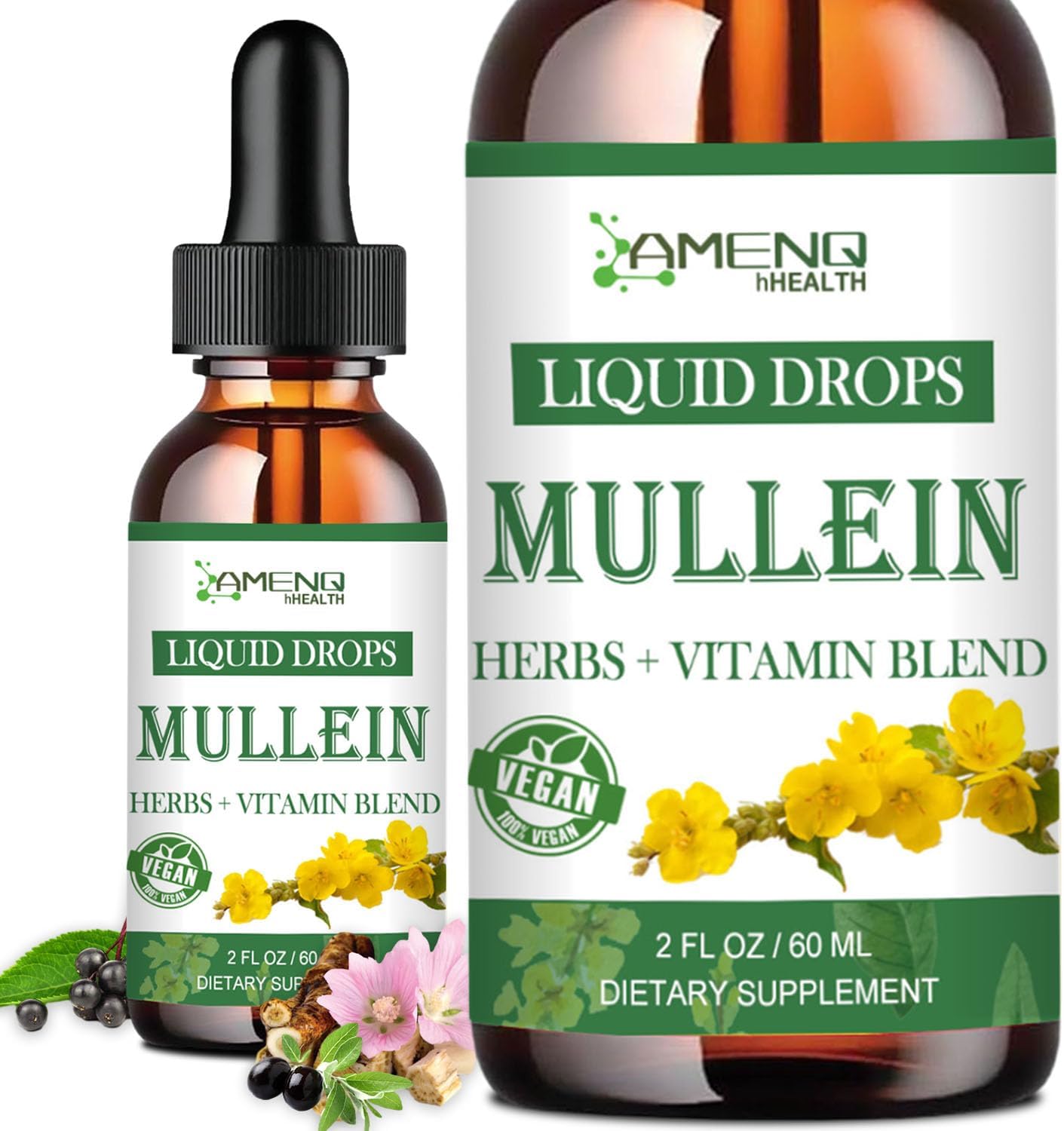 Organic Mullein Drops for Lung Health, Lung Cleanse Detox for Smokers, Mullein Leaf Extract for Respiratory Health - 2 FL/OZ