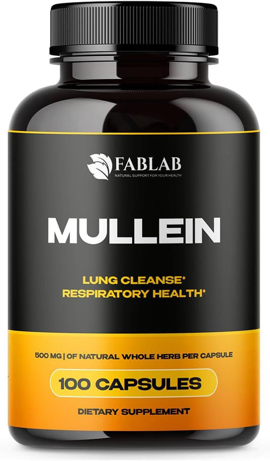 Organic Mullein Leaf Capsules for Healthy Respiratory Function & Immune Support - Lung Cleanse Herbal Supplement (100 Caps)
