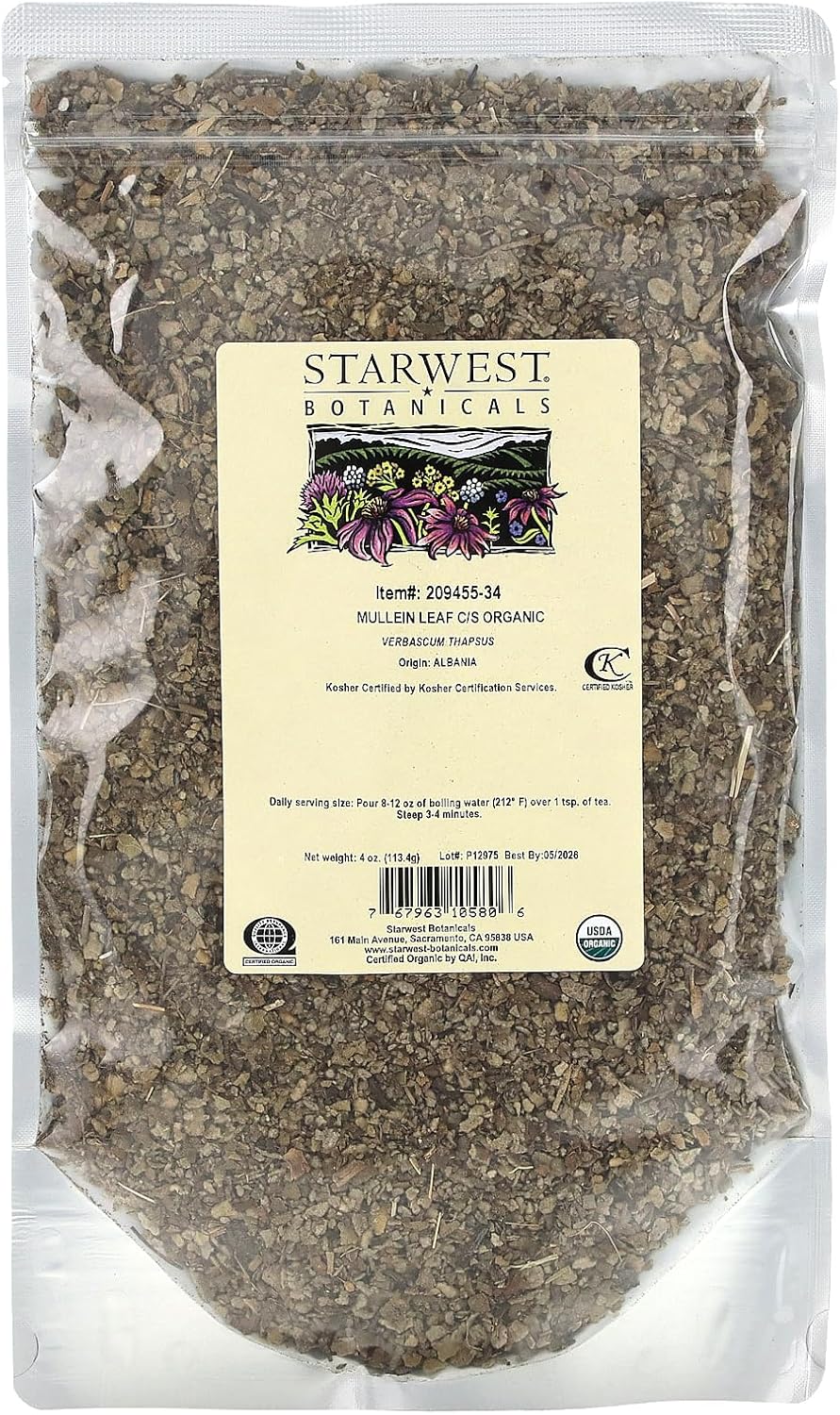 Organic Mullein Leaf Cut & Sifted - 4 Ounces by Starwest Botanicals