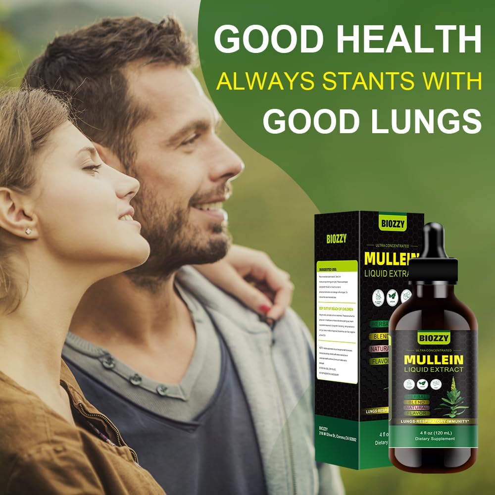 Organic Mullein Leaf Drops for Lung Health | Herbal Mullein Extract for Respiratory Support | Liquid Mullein Supplement