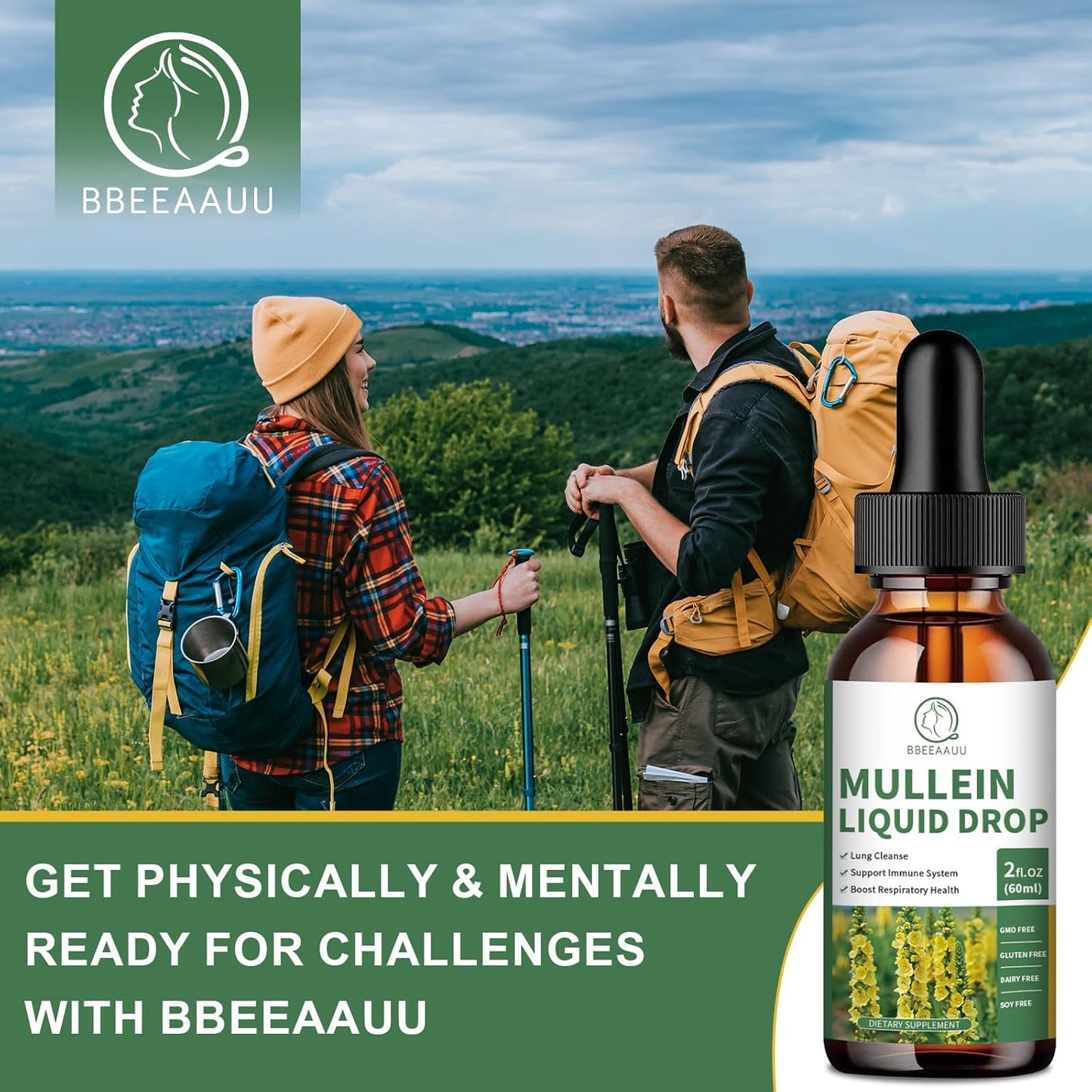 Organic Mullein Leaf Drops with Quercetin & Elderberry for Lung & Immune Support - 1000MG Extract - Non-GMO, Vegan - 2 Fl Oz