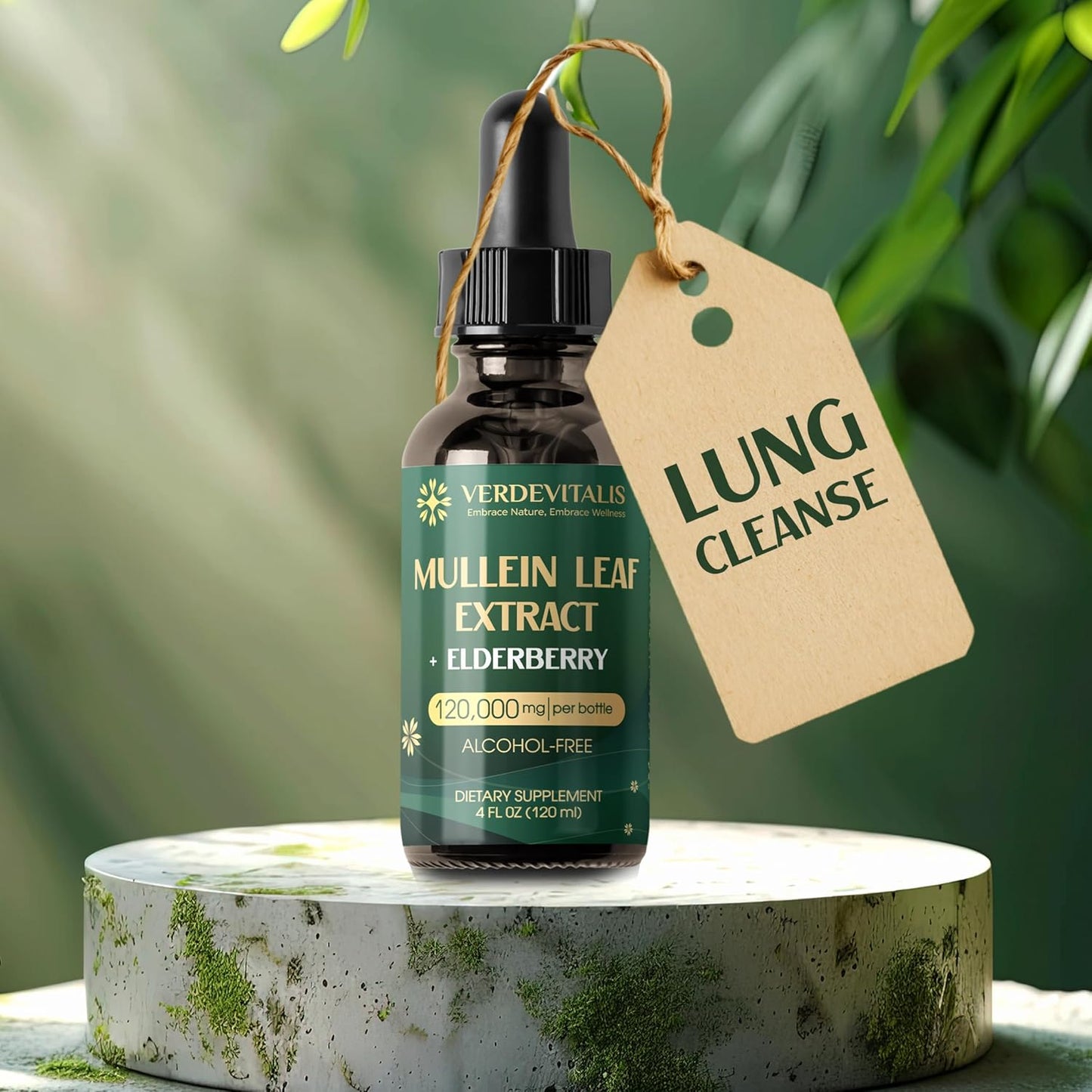 Organic Mullein Leaf & Elderberry Extract Drops for Lung Support - Respiratory System Cleanse & Detox Tincture - Herbal Supplement - Non-GMO - 4 Fl Oz - Made in USA