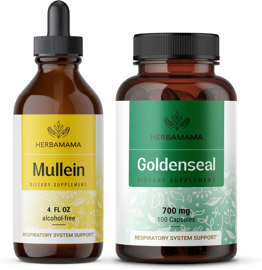 Organic Mullein Leaf Extract and Goldenseal Capsules Bundle - Includes Tincture and Root Capsules - Vegan, Non-GMO, Sugar & Alcohol-Free - 2 Pack