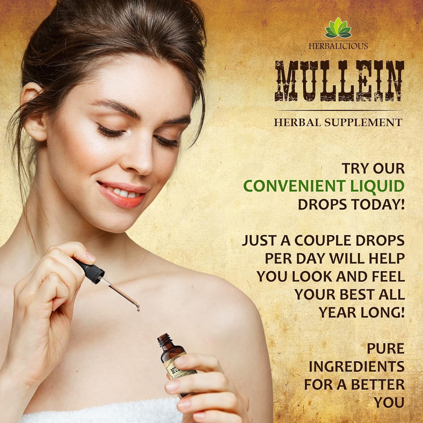Organic Mullein Leaf Extract Drops - Lung Cleanse Supplement - Vegan & Non-GMO - 4 Fl Oz Bottle