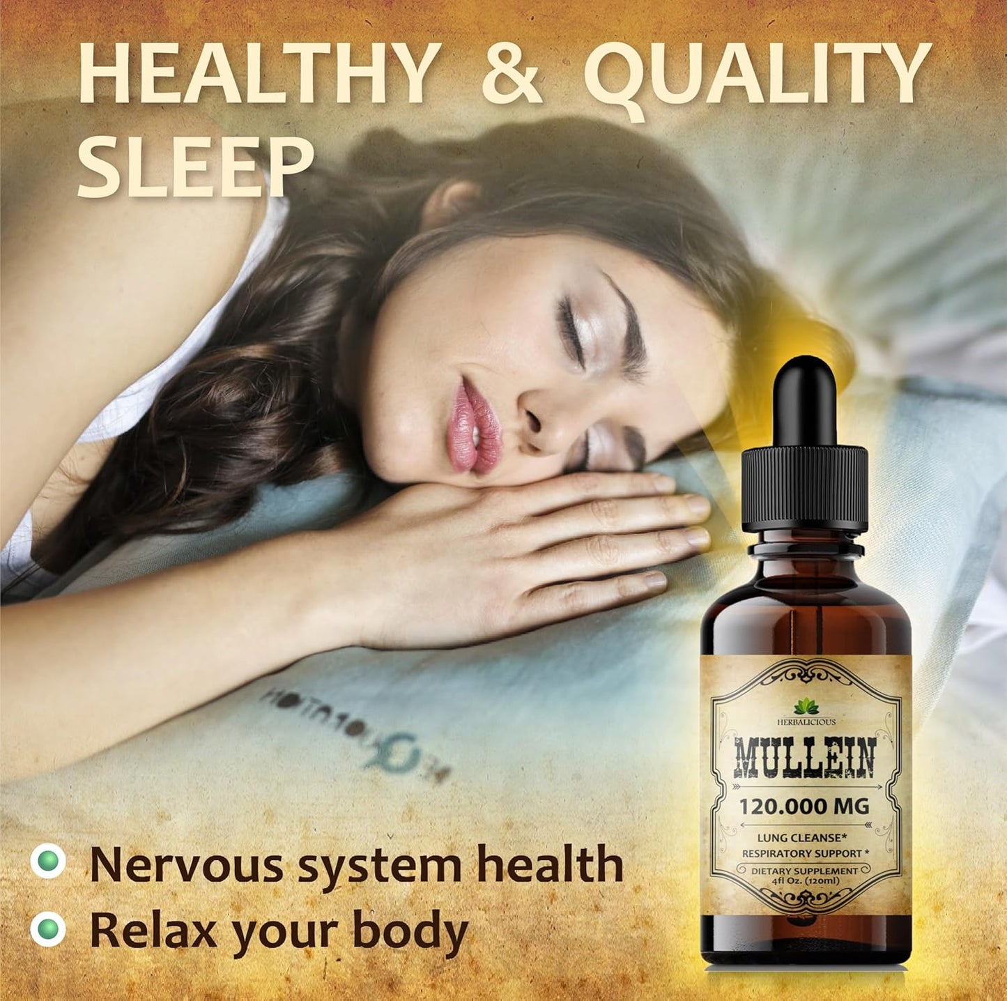 Organic Mullein Leaf Extract Drops - Lung Cleanse Supplement - Vegan & Non-GMO - 4 Fl Oz Bottle