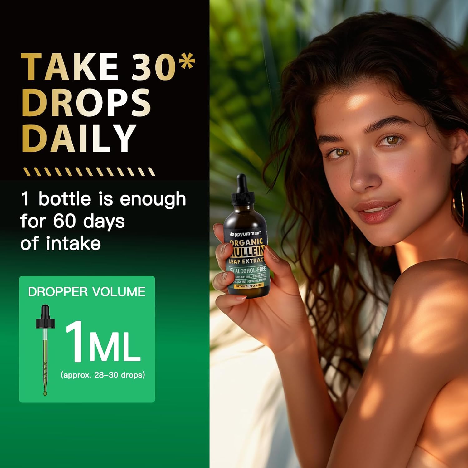 Organic Mullein Leaf Extract Drops for Lung Cleanse - Vegan Tincture with Chlorophyll - Immune and Respiratory Support - 4 fl oz