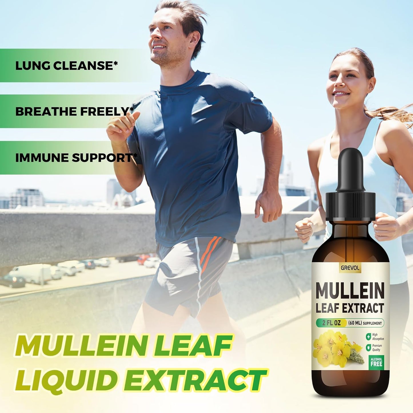 Organic Mullein Leaf Extract Drops for Lungs Detox & Immune Support - Herbal Supplement with Chlorophyll - Non-GMO Vegan Tincture - 2 Fl Oz