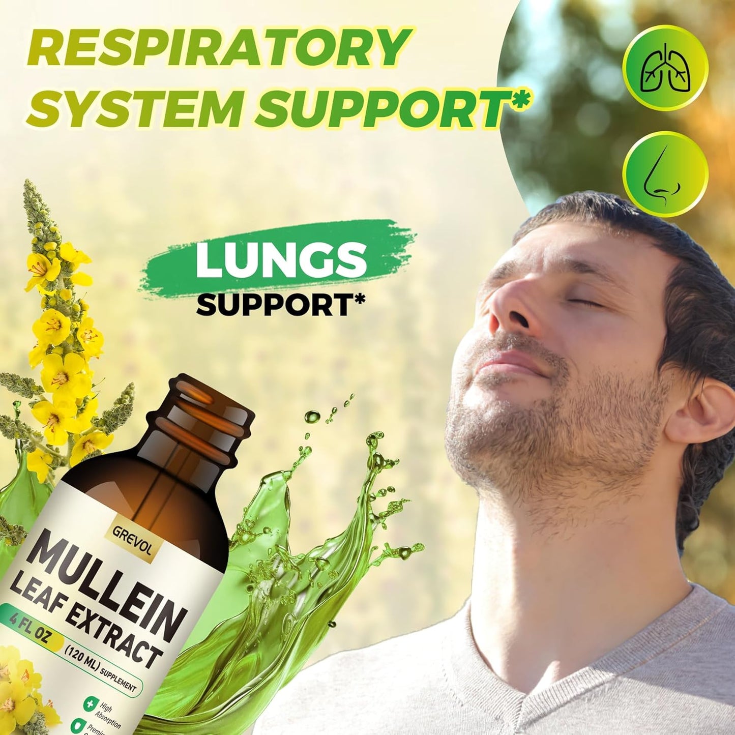 Organic Mullein Leaf Extract Drops with Chlorophyll for Respiratory & Immune Support - Non-GMO Vegan Tincture (4 Fl Oz)
