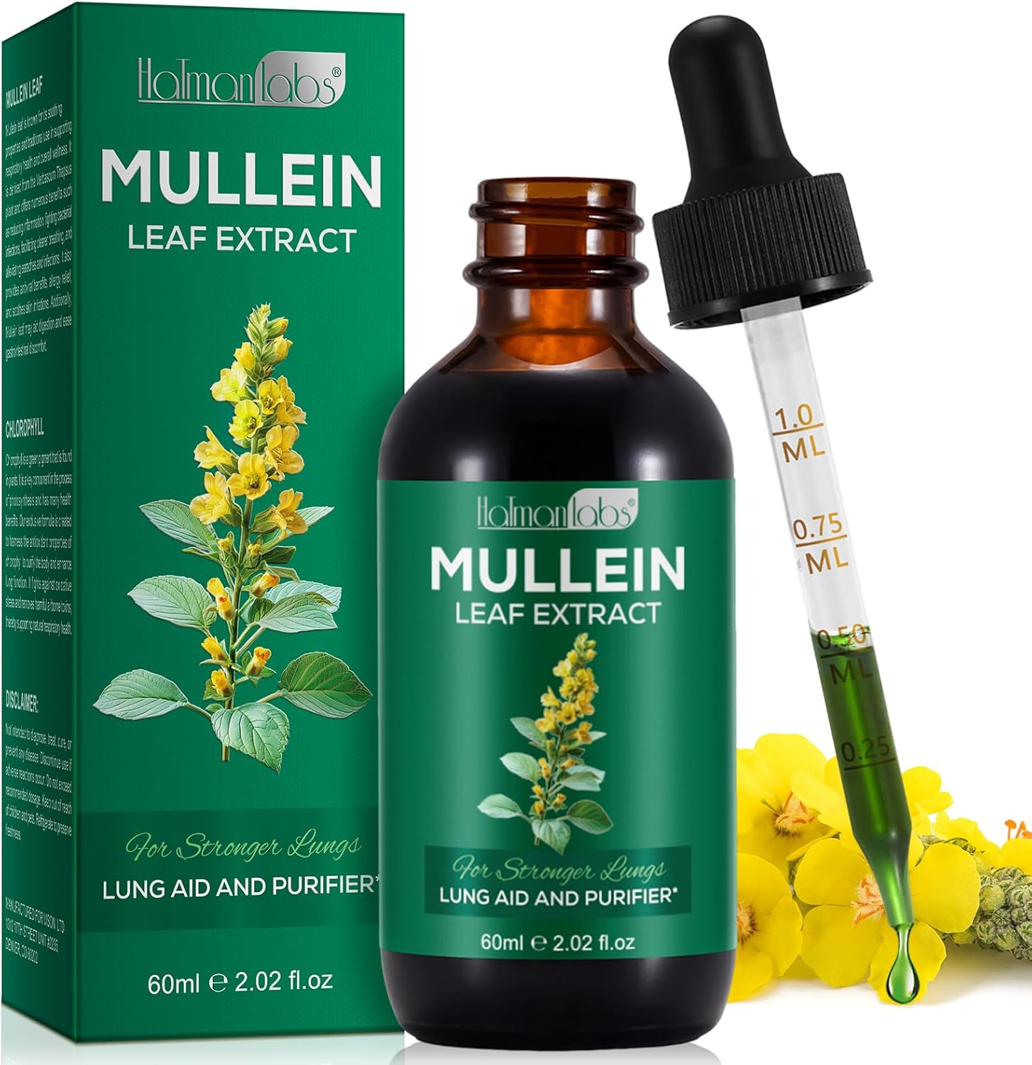 Organic Mullein Leaf Lung Cleanse Drops - 2.02 Fl.Oz Supplement for Respiratory Health