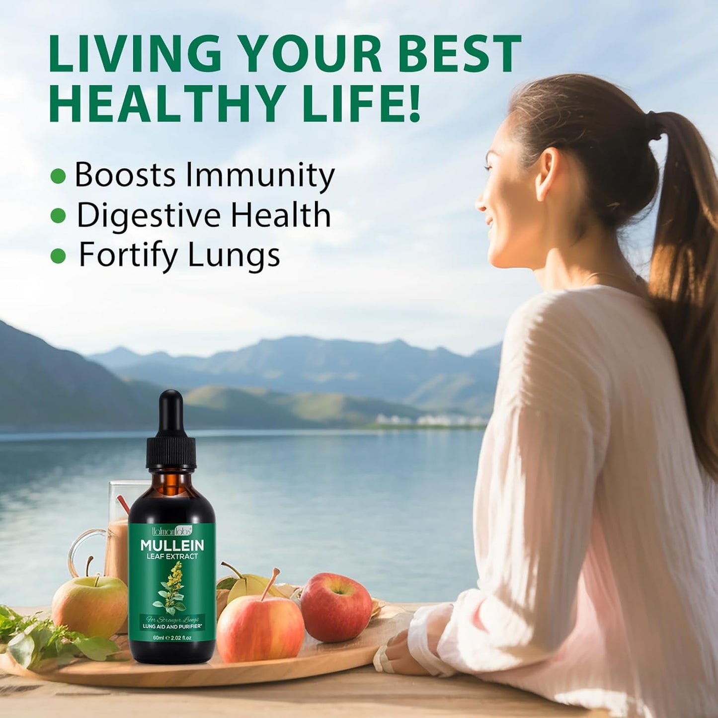 Organic Mullein Leaf Lung Cleanse Drops - 2.02 Fl.Oz Supplement for Respiratory Health