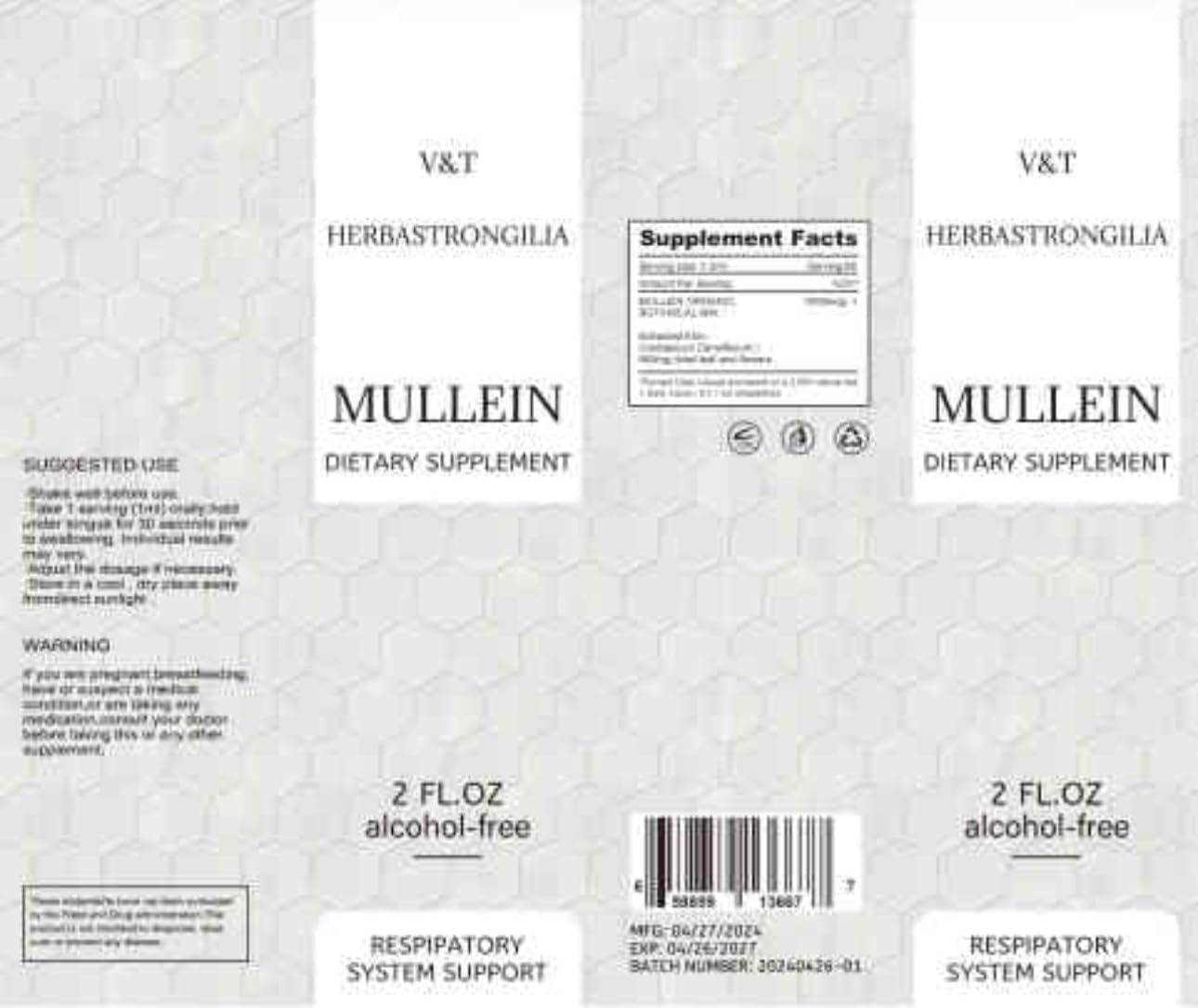 Organic Mullein Leaf Tincture Drops - 2fl oz Alcohol-Free Liquid Extract for Lung Cleanse, Immune & Respiratory Support - Vegan Herbal Supplement