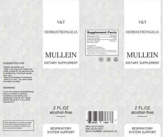 Organic Mullein Leaf Tincture Drops - 2fl oz Alcohol-Free Liquid Extract for Lung Cleanse, Immune & Respiratory Support - Vegan Herbal Supplement