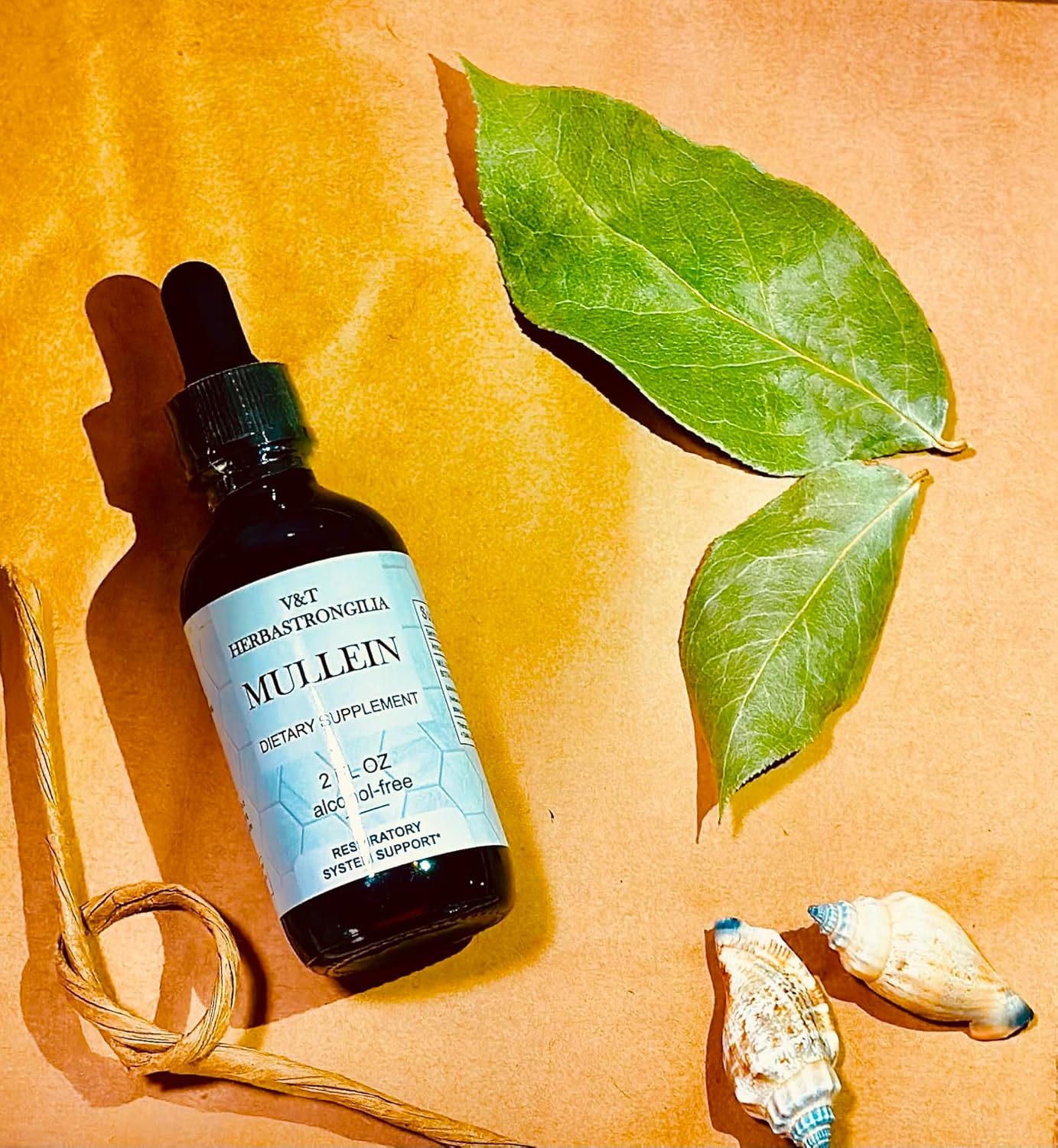 Organic Mullein Leaf Tincture Drops - 2fl oz Alcohol-Free Liquid Extract for Lung Cleanse, Immune & Respiratory Support - Vegan Herbal Supplement