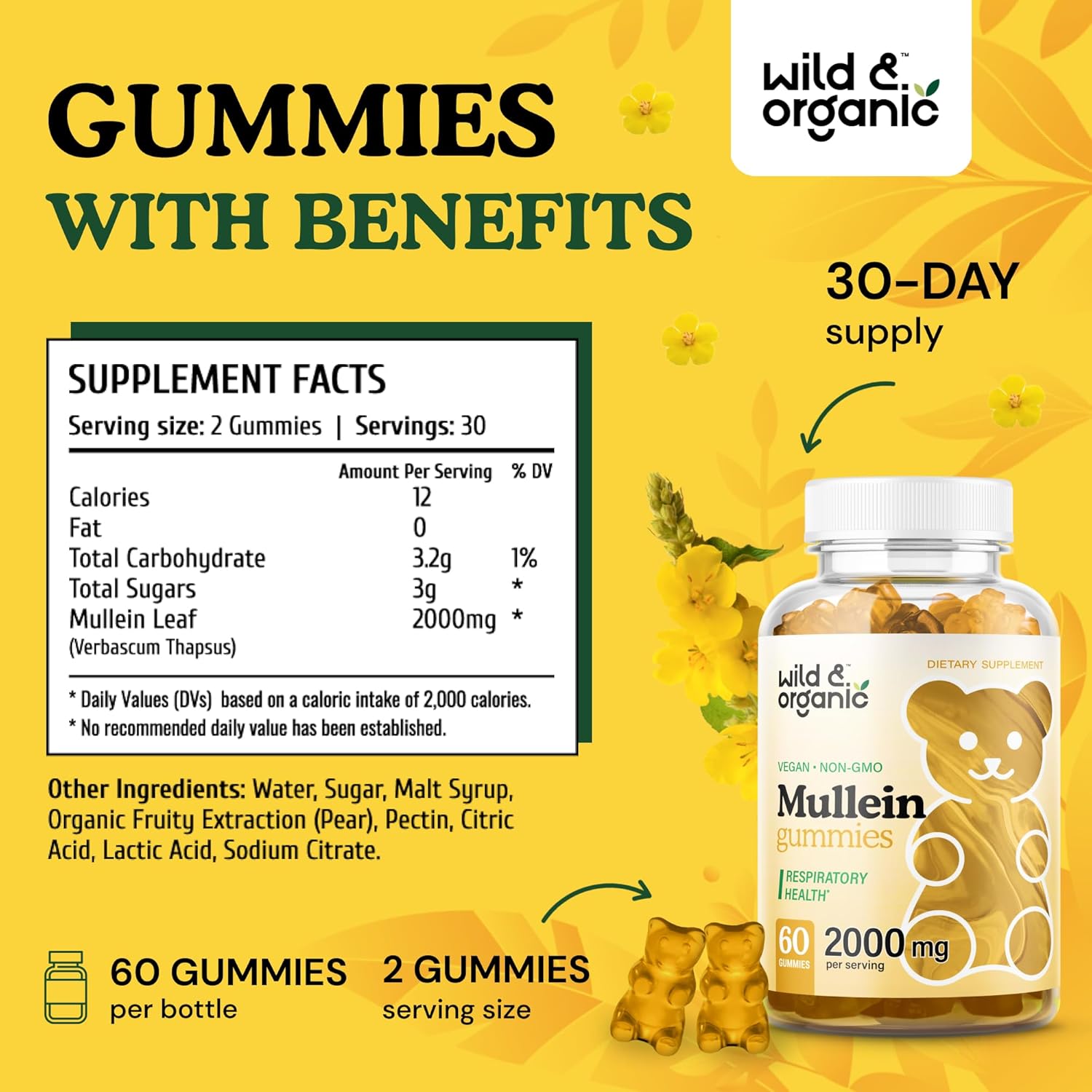 Organic Mullein Tincture and Gummies Bundle - 4 fl oz Tincture & 60 Gummies - BoostGo Australia
