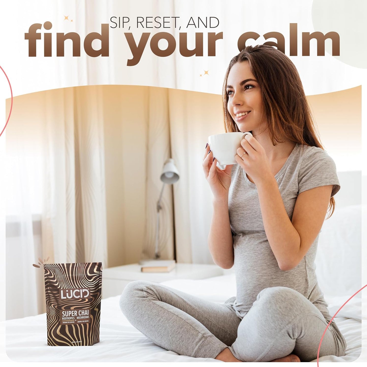 Organic Mushroom Chai with Nootropics for Brain Health - Lion's Mane, Tremella, Cordyceps, Turkey Tail - Instant Focus Blend with Alpha GPC, L-Theanine, Ginko Biloba - USA-Made
