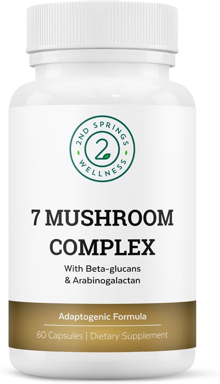 Organic Mushroom Complex with 7 Blend Immune Support & Cognitive Health - Lion's Mane, Chaga, Maitake, Shiitake, Reishi, Turkey Tails, Cordyceps