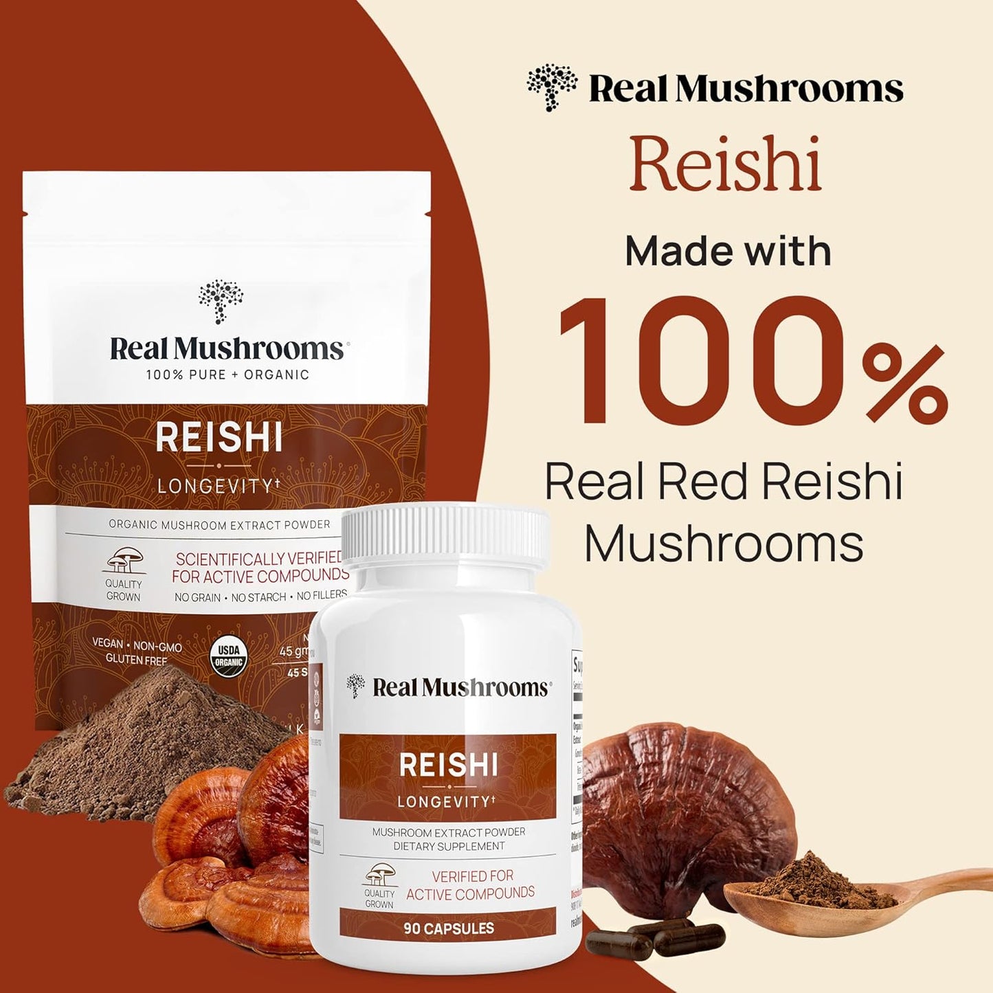 Organic Mushroom Extract Powder Trio (Lion's Mane, Reishi, Turkey Tail) - 150g | Non-GMO, Vegan Friendly