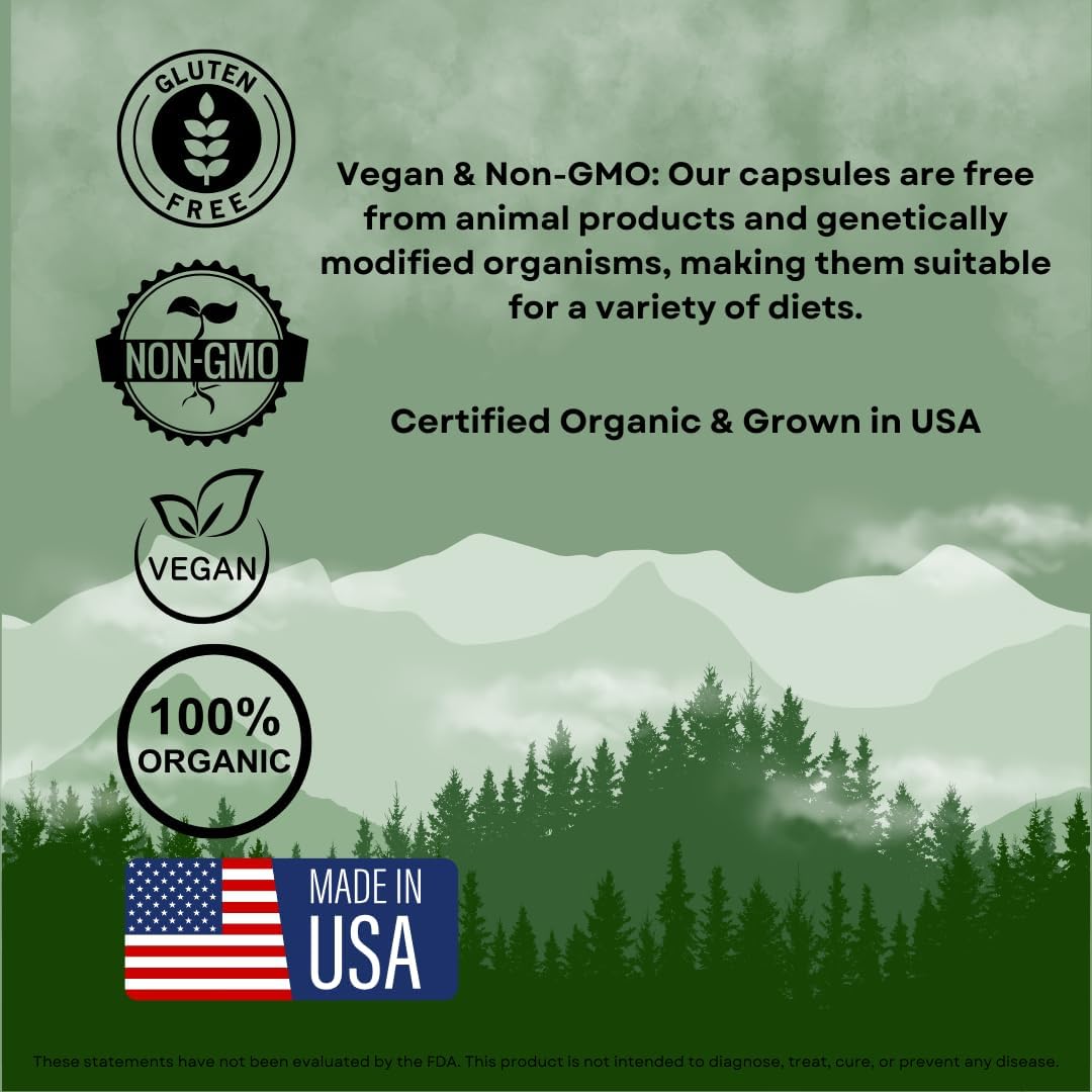 Organic Mushroom Immune Support Capsules with 9 Blend for Health & Wellness - Pure, Non-GMO, Vegan - Sacred Tree Naturals