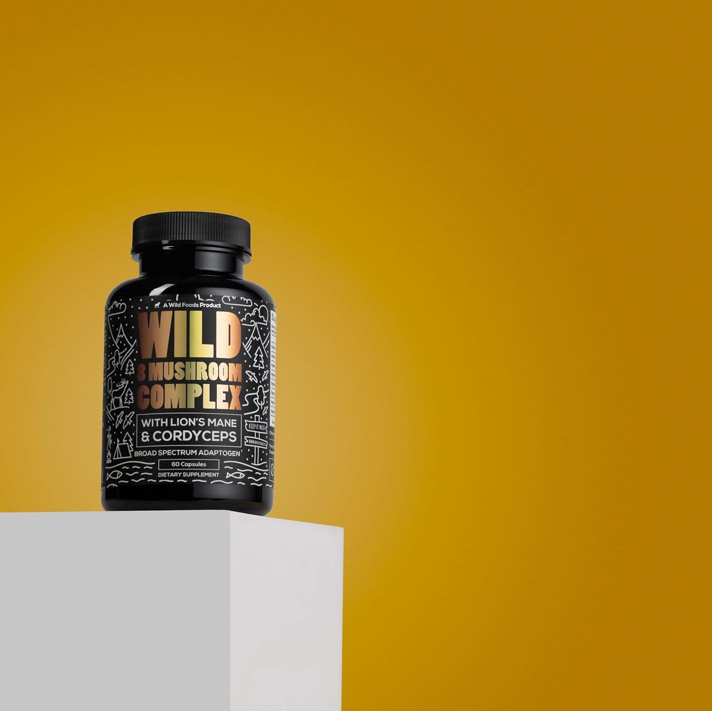 Organic Mushroom Supplement Complex with Lions Mane, Turkey Tail, Reishi & More | Energy, Brain & Immune Support | 10:1 Mushroom Extract (60 Capsules)