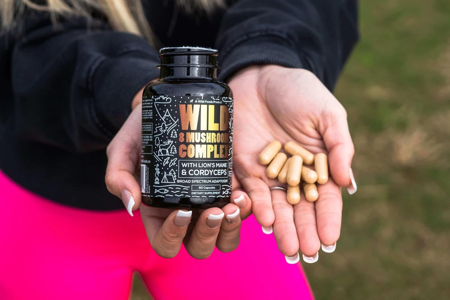 Organic Mushroom Supplement Complex with Lions Mane, Turkey Tail, Reishi & More | Energy, Brain & Immune Support | 10:1 Mushroom Extract (60 Capsules)