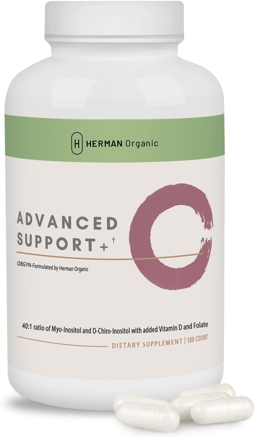 Organic Myo-Inositol & D-Chiro Inositol Capsules for Women's Hormone Balance - Ovarian & Reproductive Health Support - 180 Count