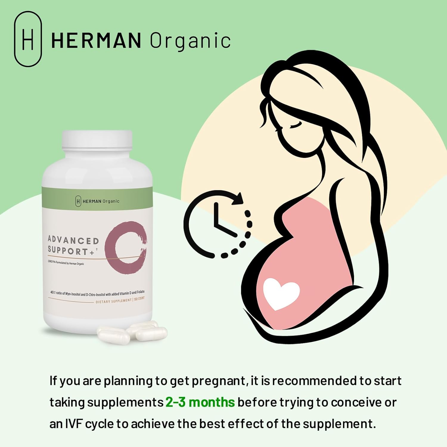 Organic Myo-Inositol & D-Chiro Inositol Capsules for Women's Hormone Balance - Ovarian & Reproductive Health Support - 180 Count