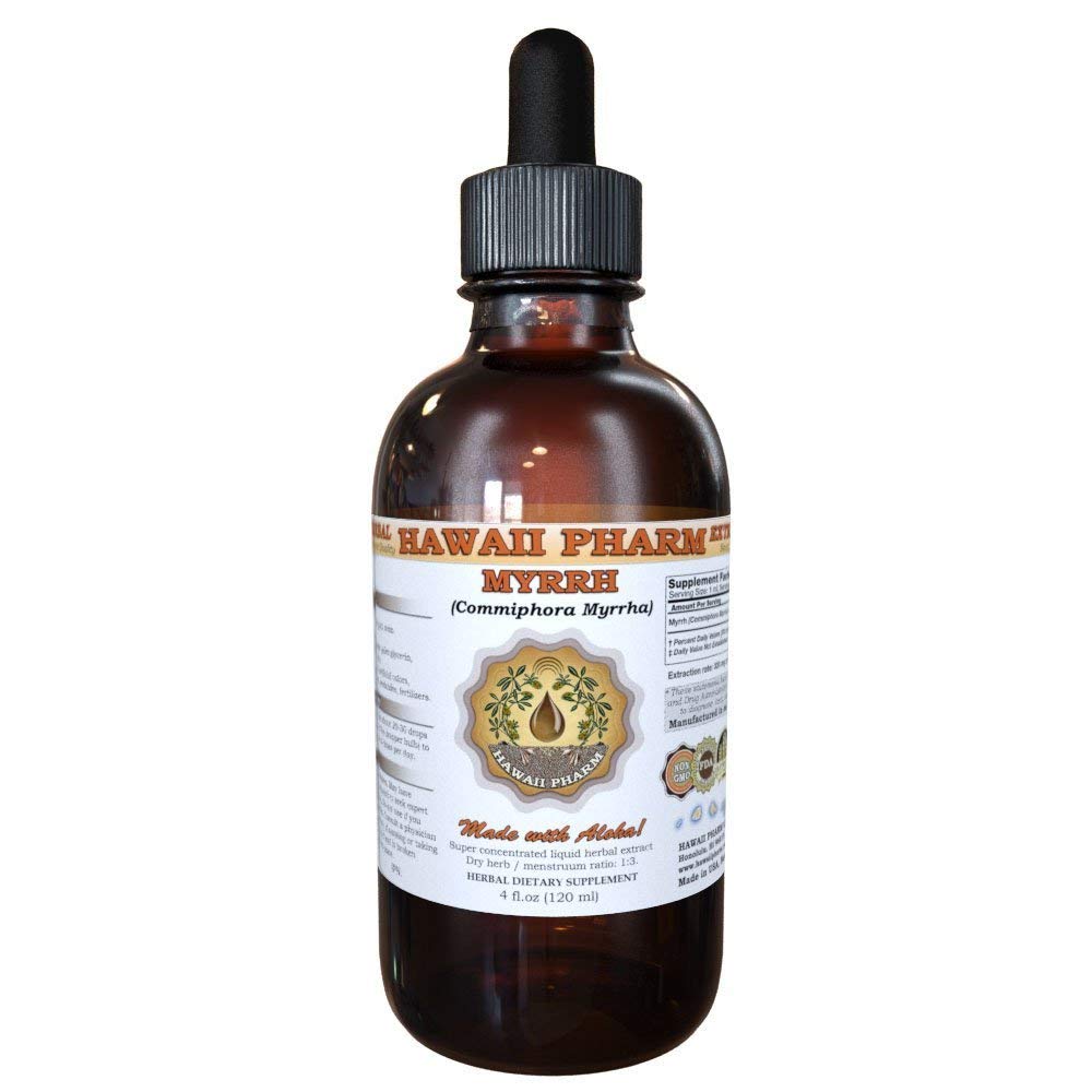Organic Myrrh Liquid Extract Tincture - Hawaii Pharm Herbal Supplement, 4 fl. oz, Made in USA