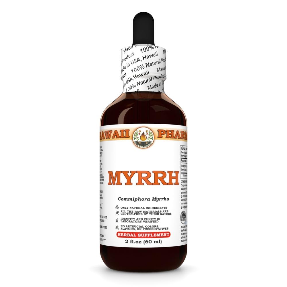 Organic Myrrh Liquid Extract Tincture Herbal Supplement - 2 fl. oz - Hawaii Pharm USA Made