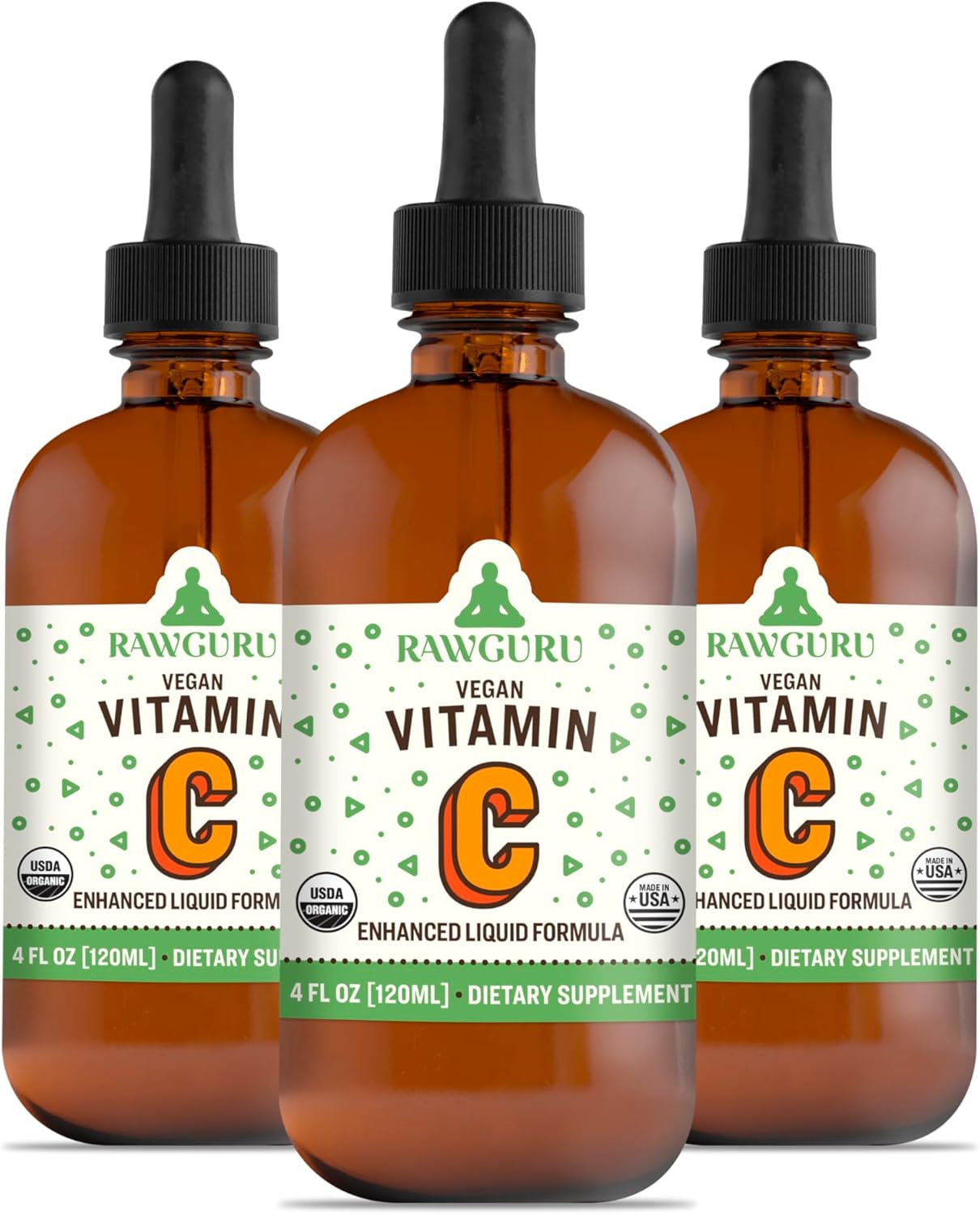 Organic Nano-Processed Vitamin C Tincture with Trace Minerals - Immune Support Supplement - Vegan Drops - 30 Servings per Bottle - Pack of 3