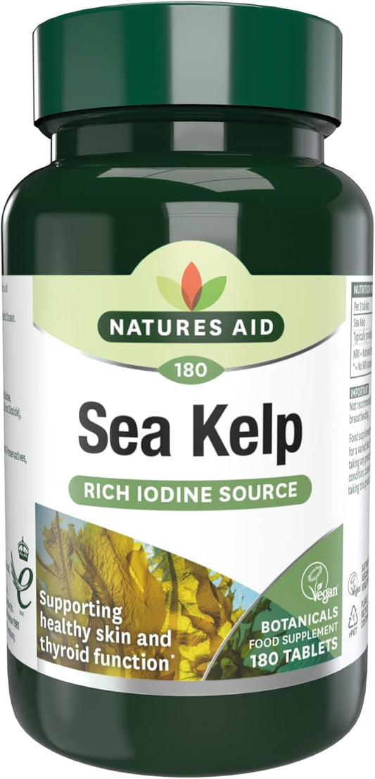 Organic Natures Aid Kelp Supplement for Thyroid Support and Metabolism Boost