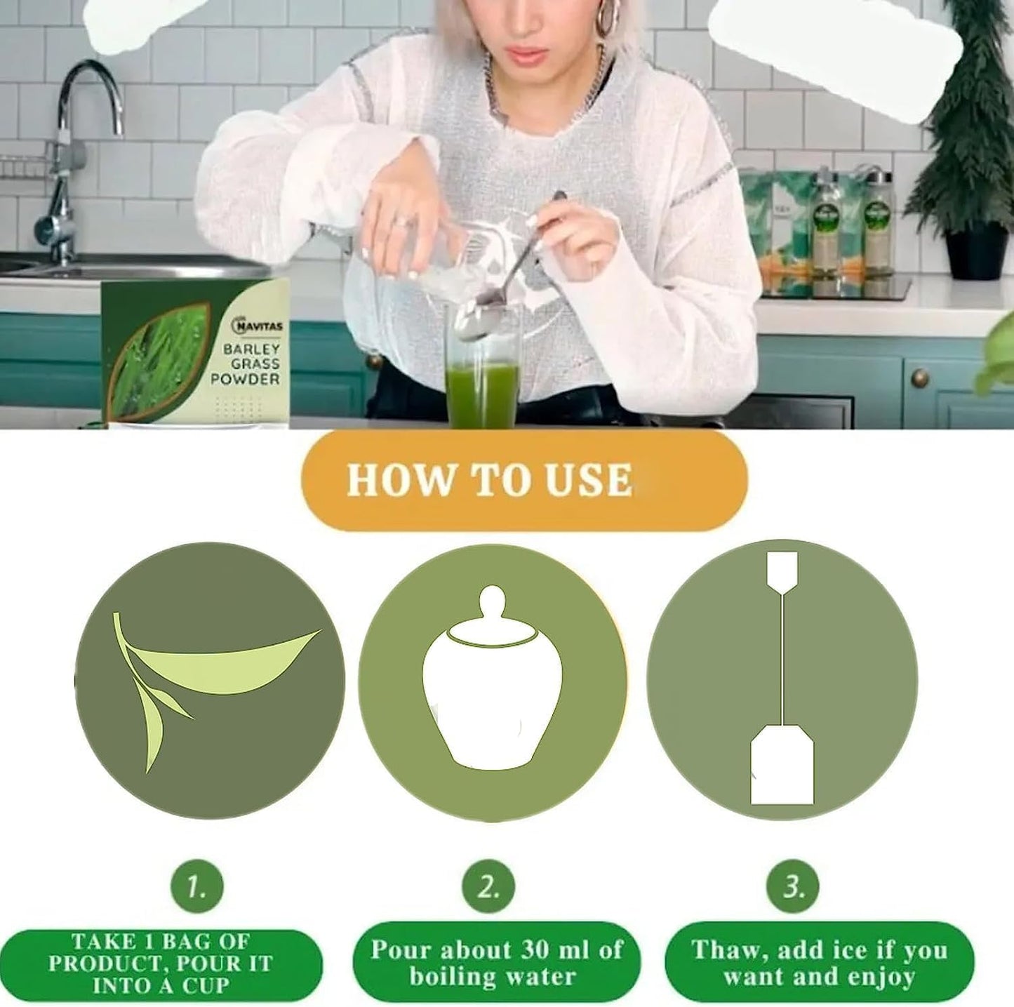 Organic Naveta Barley Grass Powder - 100% Pure, Good for Health - 1 Bag